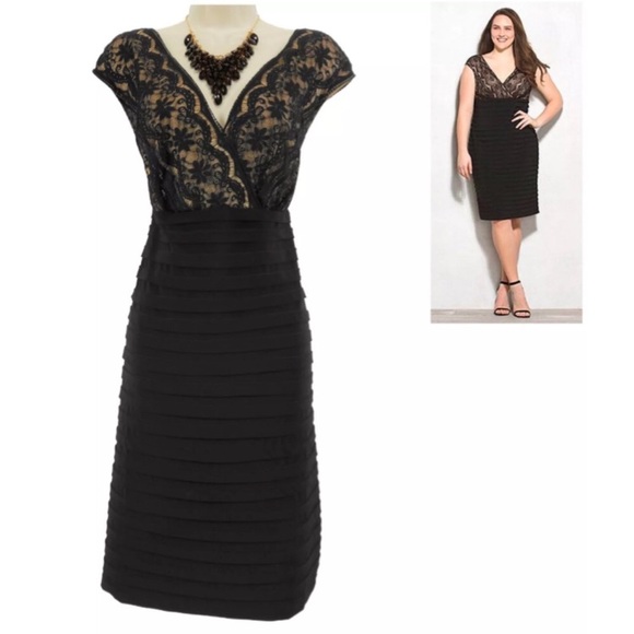 Dressbarn Collection Dresses & Skirts - 20W 2X BLACK LACE/TIERED COCKTAIL DRESS Plus Size